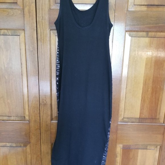 Black, Beaded Full-Length Gown - Picture 3 of 8